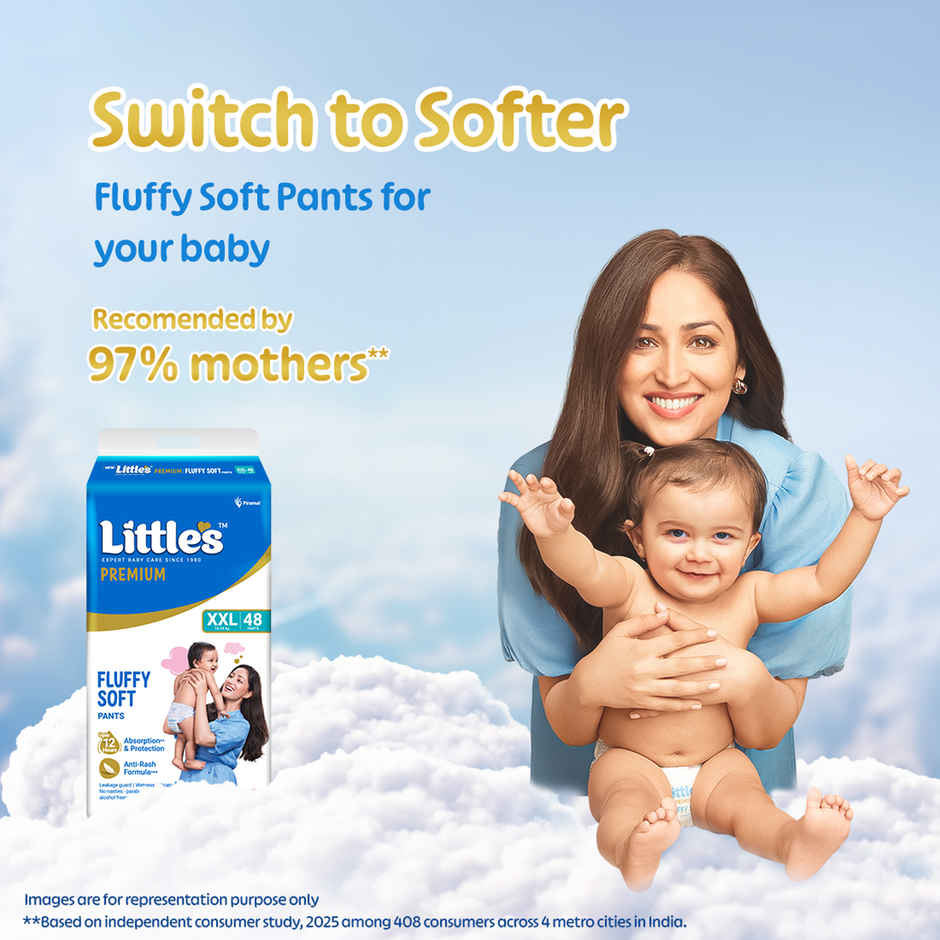 Little's Fluffy Soft Premium Baby Pant Style Diaper | 2XL | Leakage Free | 48 pcs
