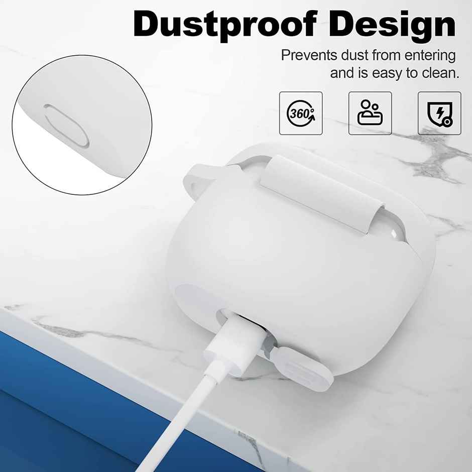 Sounce AirPods 3 Case Cover with Keychain |Shockproof Silicone Skin for 3rd Gen | 2021 | White