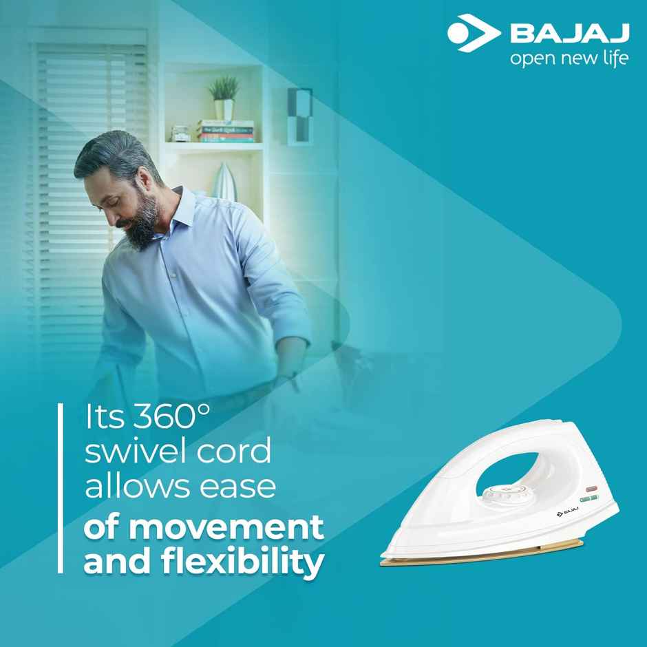 Bajaj Dx-7 1000W Dry Iron With Advance Soleplate And Anti-Bacterial German Coating Technology