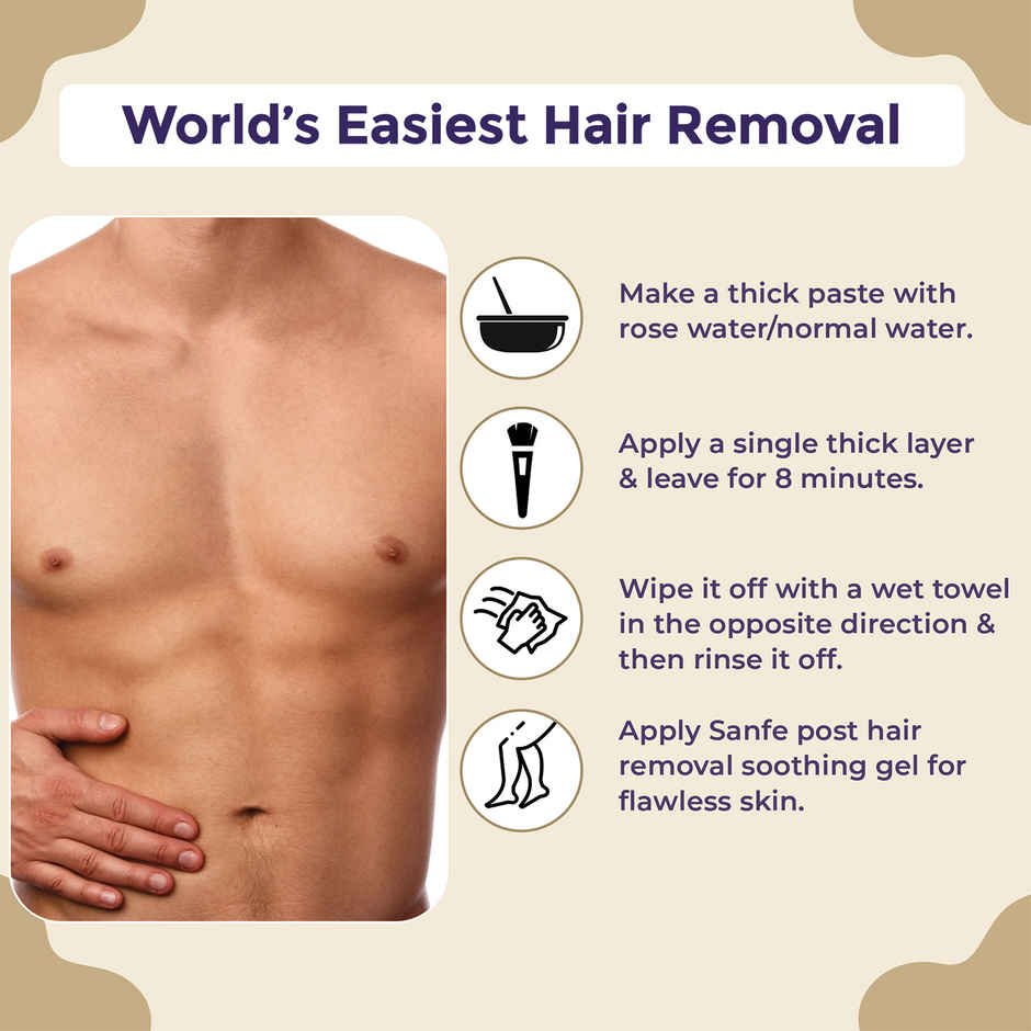 Sanfe Charcoal Detan Hair Removal Wax Powder 8 Minute Painless Organic