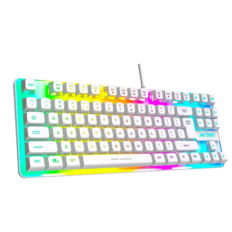 Ant Esports Mk700 V2 Membrane Tkl Wired,Waterproof Keyboard,Design And Work Mercury White