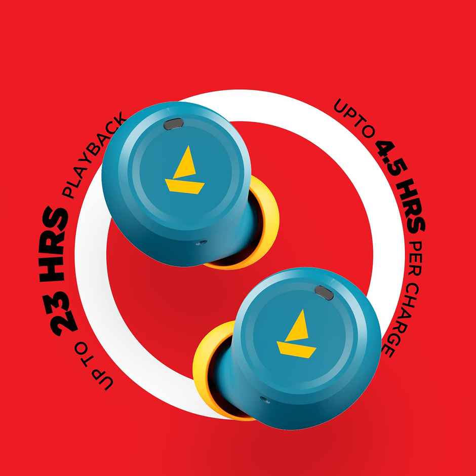 boAt Airdopes 391 Tws Earbuds W/ 23 Hours Playback, Asap Charge, Iwp Technology(Fiery Blue)