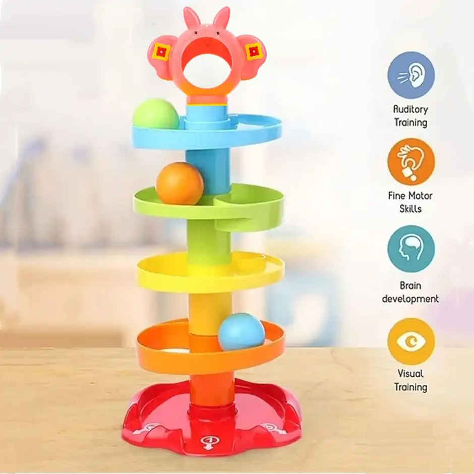 Fablue Ball Drop And Roll Swirling Tower Toy For Baby & Toddler Development Educational Toys