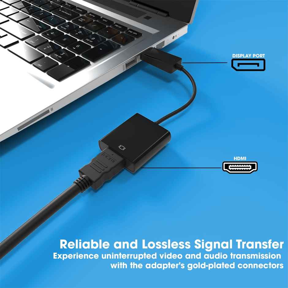 Sounce Display Port to HDMI Adapter, 1080p Display Port DP to HDMI Cable Male to Female Port Support Video & Audio Compatible with Computer, PC, Monitor, Projector, HDTV (Not Bidirectional)