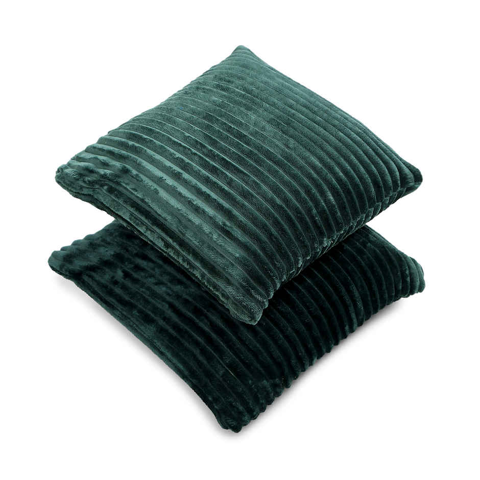 Status Ribbed Cushion Cover Set Of 2 40 Cm x 40 Cm - Green
