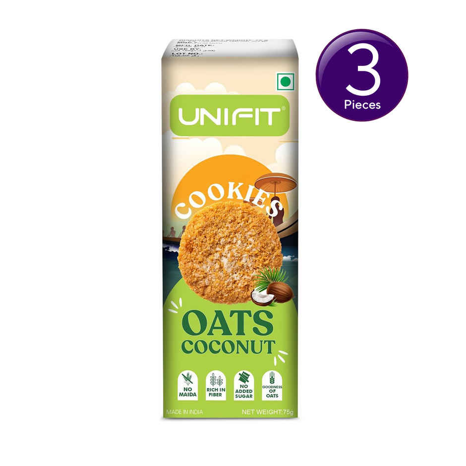 Unifit Oats Coconut Cookies | Delightfully Crunchy | Rich in Fiber and Protein Combo 