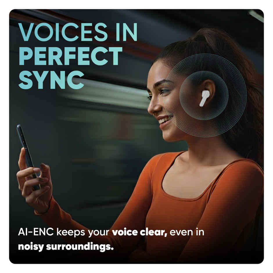 Mivi DuoPods Sync TWS, 60H Playtime, 13mm Drivers, AI ENC Calls, IPX4, BT 5.3
