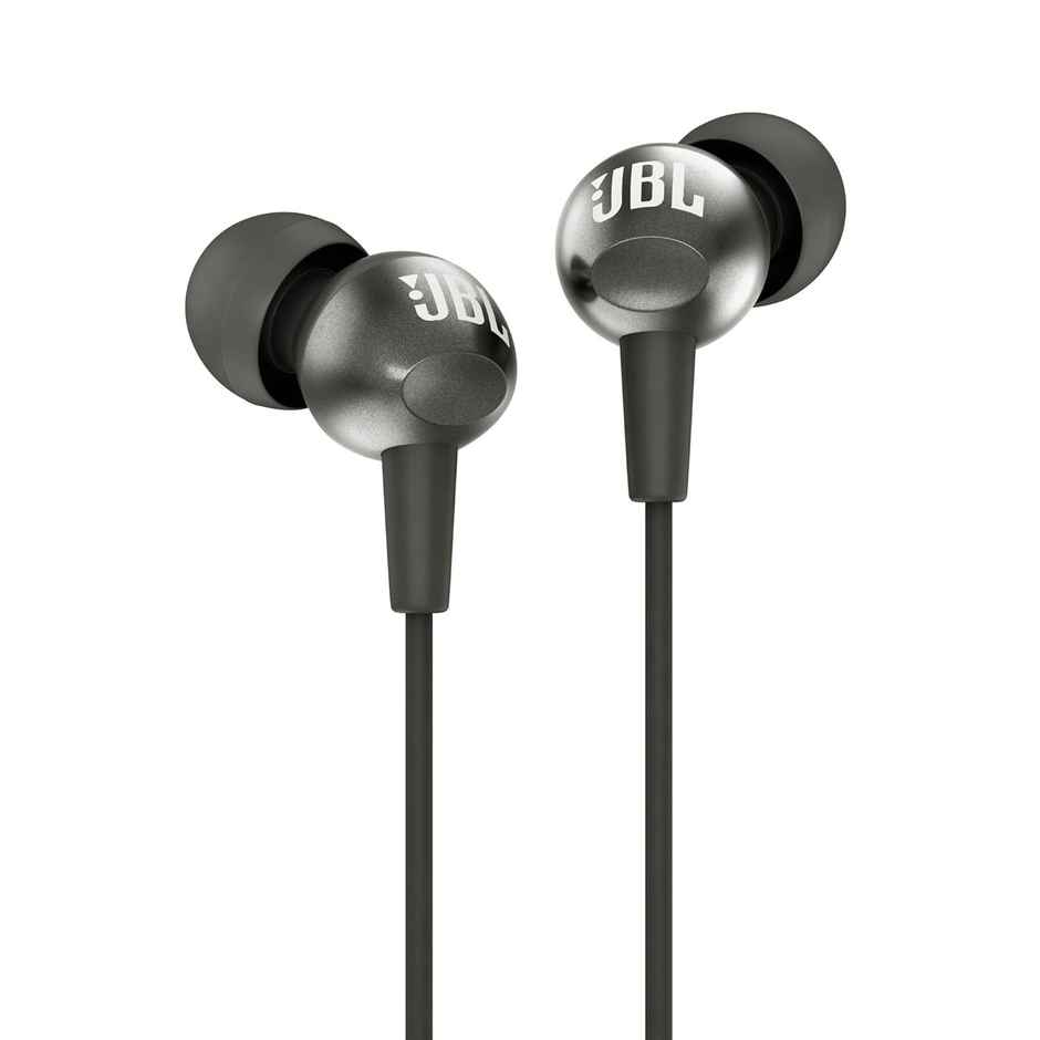 Jbl C200Si, Premium In Ear Wired Earphones With Mic, One Button Multi-Function(Gun Metal)