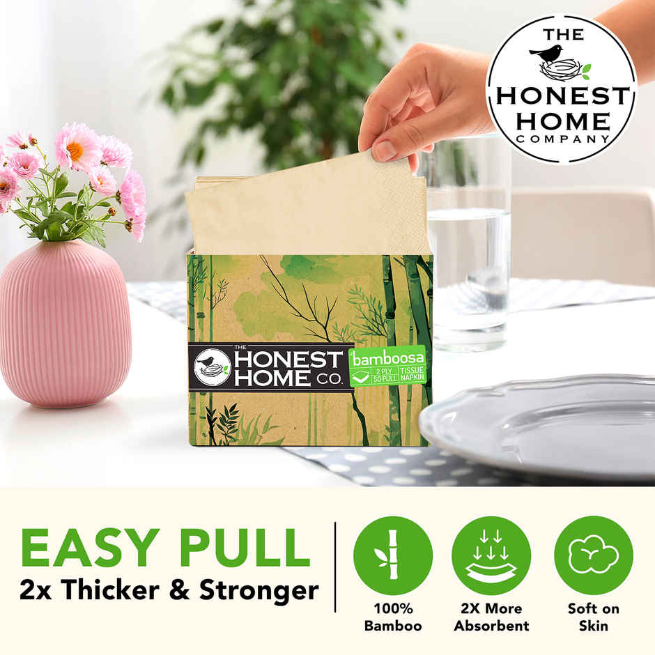 The Honest Home Company Bamboosa 2 Ply Napkin Tissue - 50 Pulls - Brown