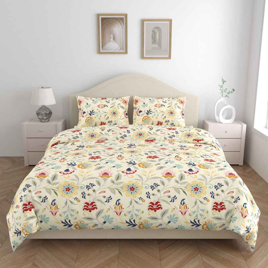 Haus & Kinder Ultra Soft Double Bedsheet With 2 Pillow Covers - Light Yellow