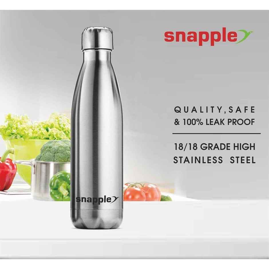 Snapple Stainless Steel Cola Water Bottle Hot and Cold 24Hr | Silver | 1 L