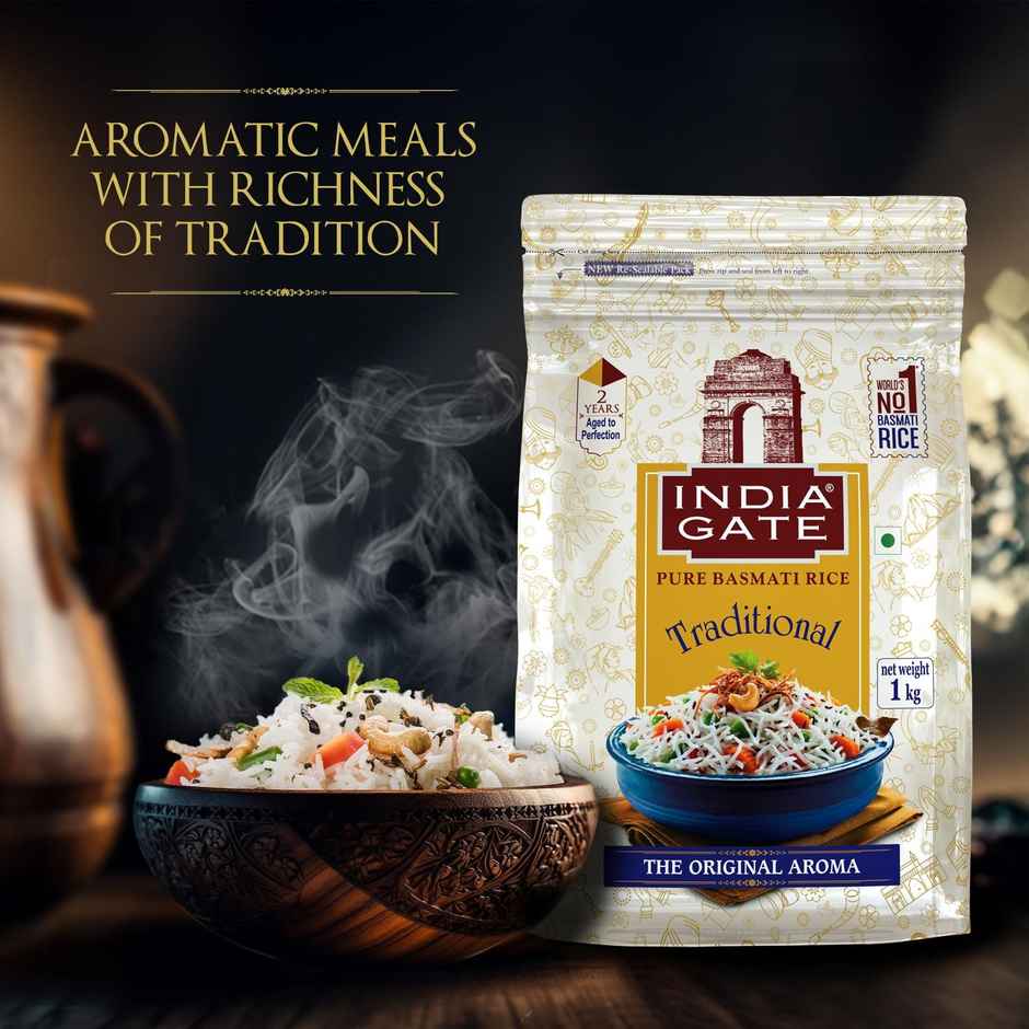India Gate Traditional Pure Basmati Rice | The Original Basmati Aroma | Aged to Perfection