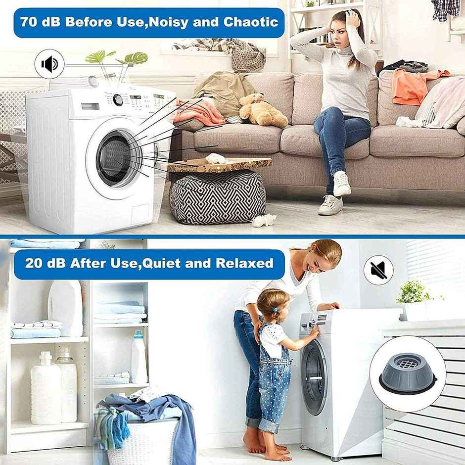 Daluci Washing Machine Pads For Vibration Reduction and Noise Control - Pack Of 4 | White