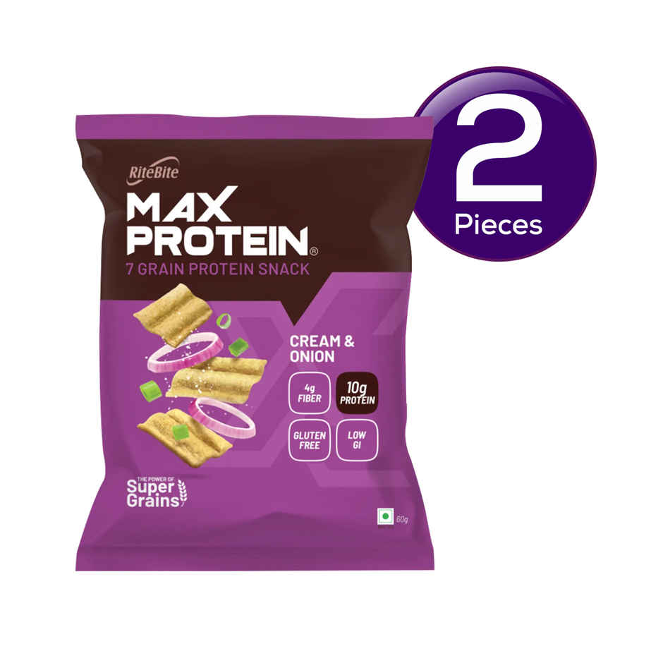 Ritebite Max Protein Cream & Onion 10G Multigrain Protein Chips, Healthy Snacks & Munchies Combo