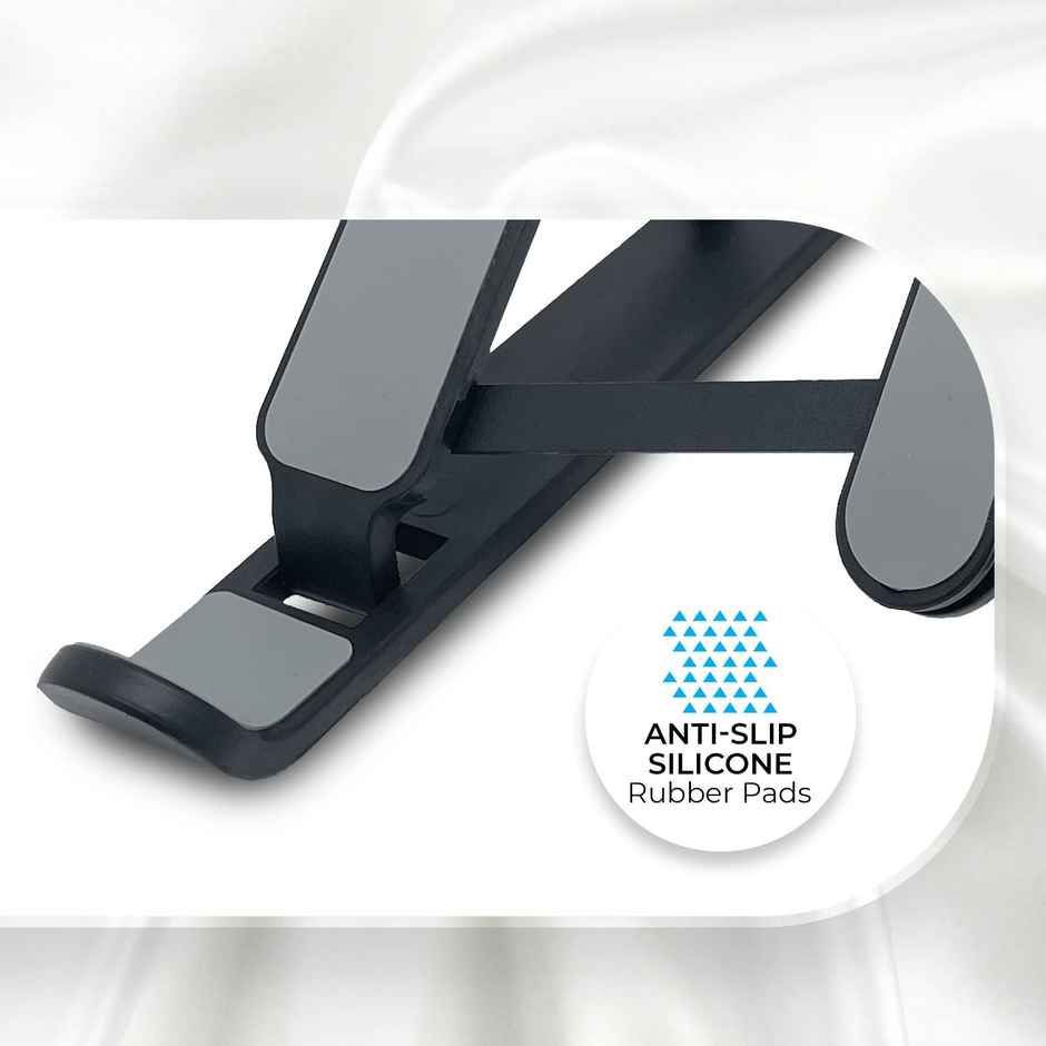 Zebronics -NS1000 Laptop Stand Featuring Foldable Design, Anti-Slip Silicone Rubber Pads, Supports Maximum of 5kgs Weight, 6 Adjustable Levels - Black