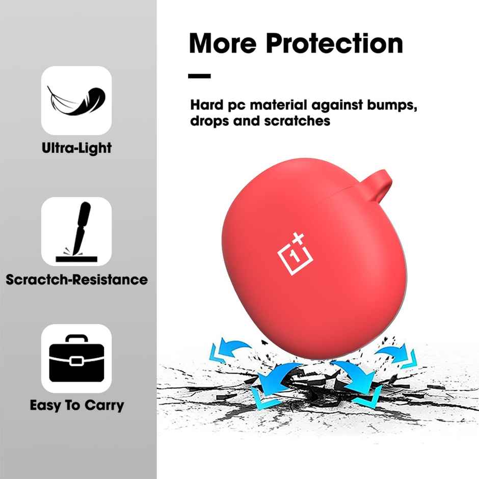 Sounce Silicone Case Cover for OnePlus Nord Buds CE | Shock-Absorbing | LED Visible | Keychain | Red