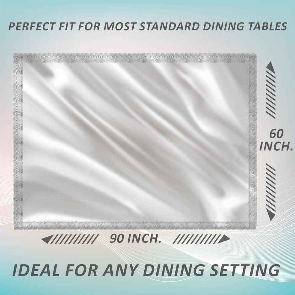 Kuber Industries PVC 45"x70 Inch Transparent 4 Seater Dining Table Cover with White Lace|White