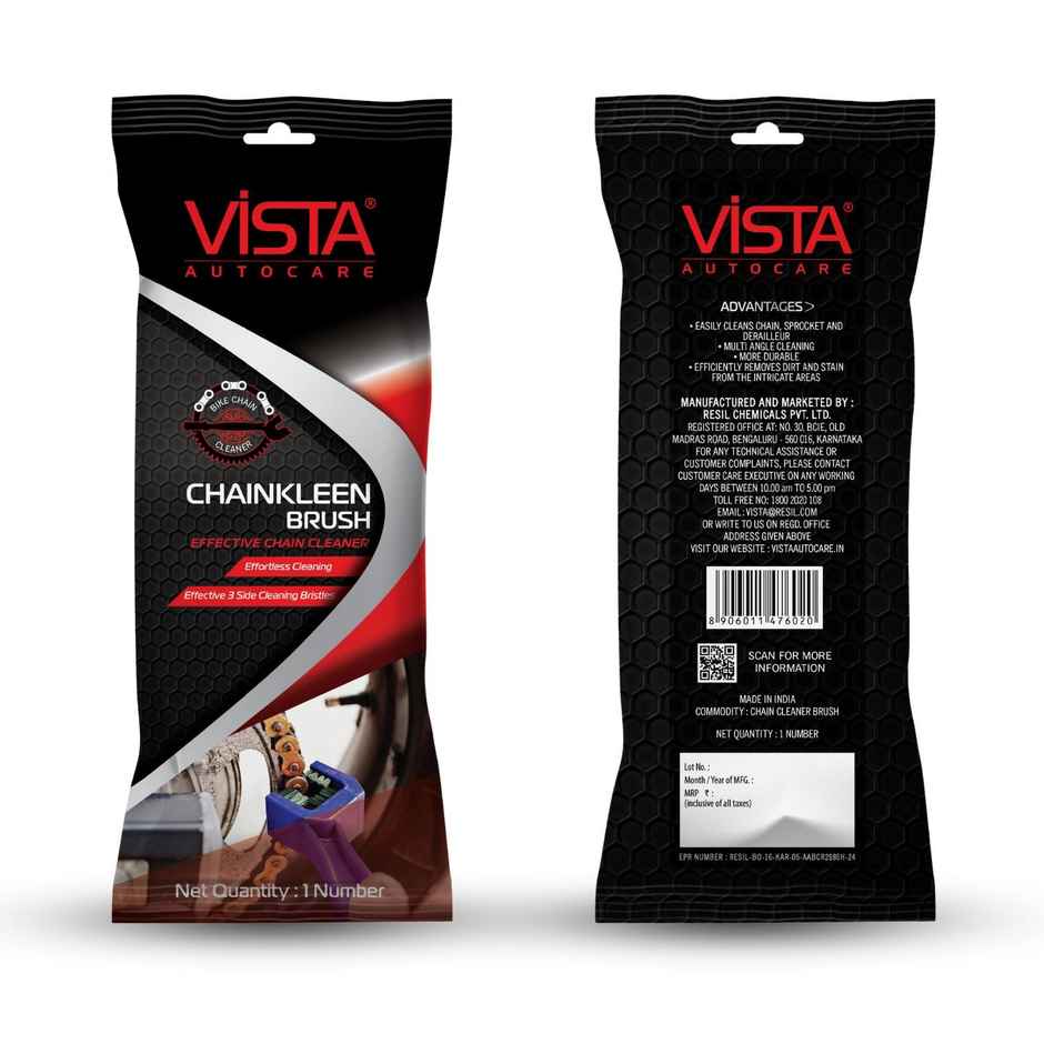 Vista Auto Care Chain Kleen Brush - Dual-Sided Bristles for Quick Chain Cleaning | Bikes & Cycles