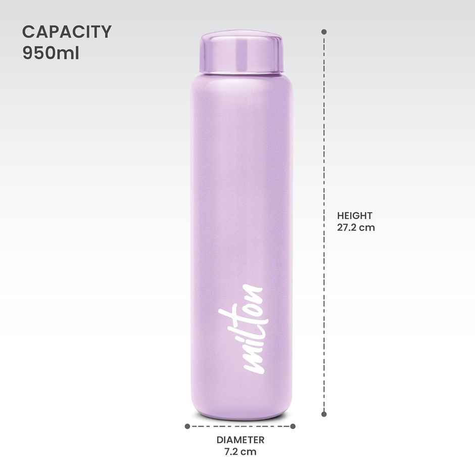 Milton Aqua 1000 Stainless Steel Water Bottle | 950 ml | Purple | Single Walled