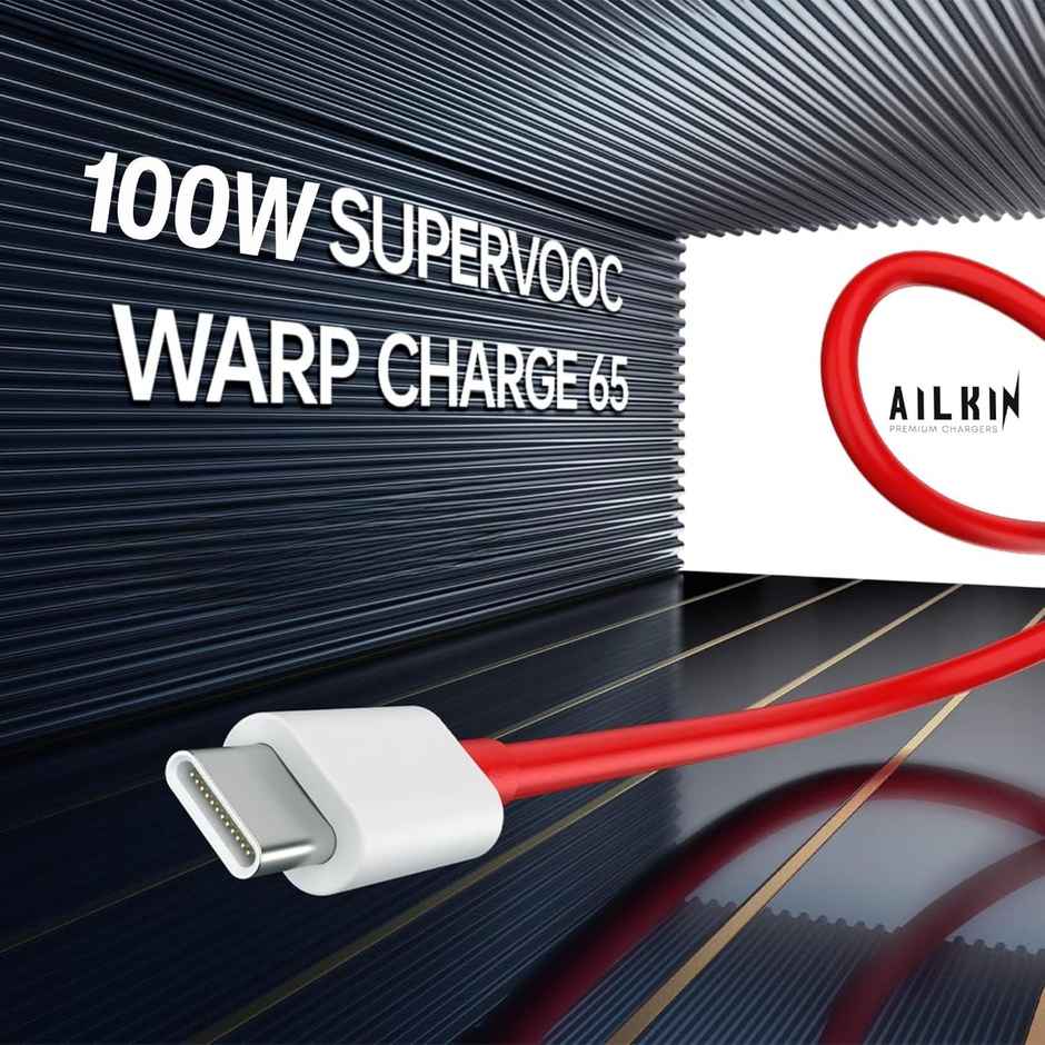 Ailkin 100W DASH|WRAP|SUPERVOOC Fast Charging Adapter & USB to Type-C Cable for OnePlus