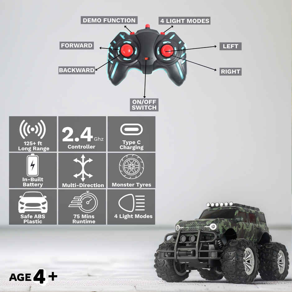 Race N Roll Off Roader Rechargeable Remote Control Monster Truck - For Military