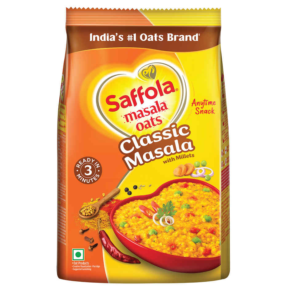Saffola Masala Oats |Classic Masala | Anytime Snack | Ready in 3 mins | Millets Goodness |1kg