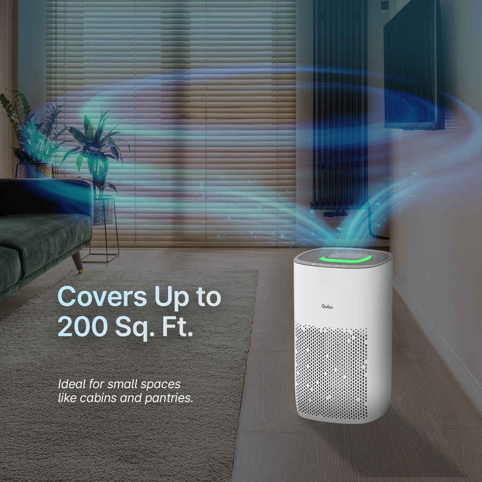 Qubo Smart 38W Air Purifier Q200 for Home by Hero Group | 200 Sqft | 99.99% Allergen Removal | HEPA H13 | 9000 Hrs Filter Life | App & Voice Control(White)
