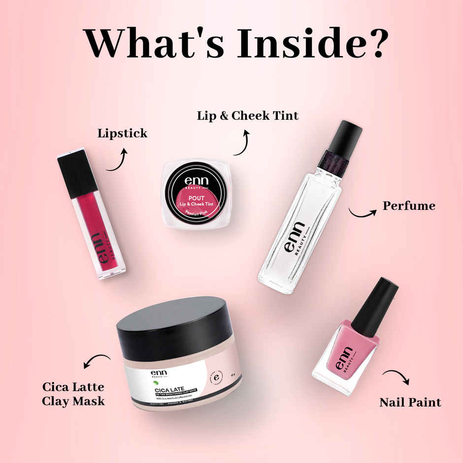 ENN Beauty Endless Love Gift Set | Clay Mask | Lipstick | Nail Paint | Lip & Cheek Tint | Perfume