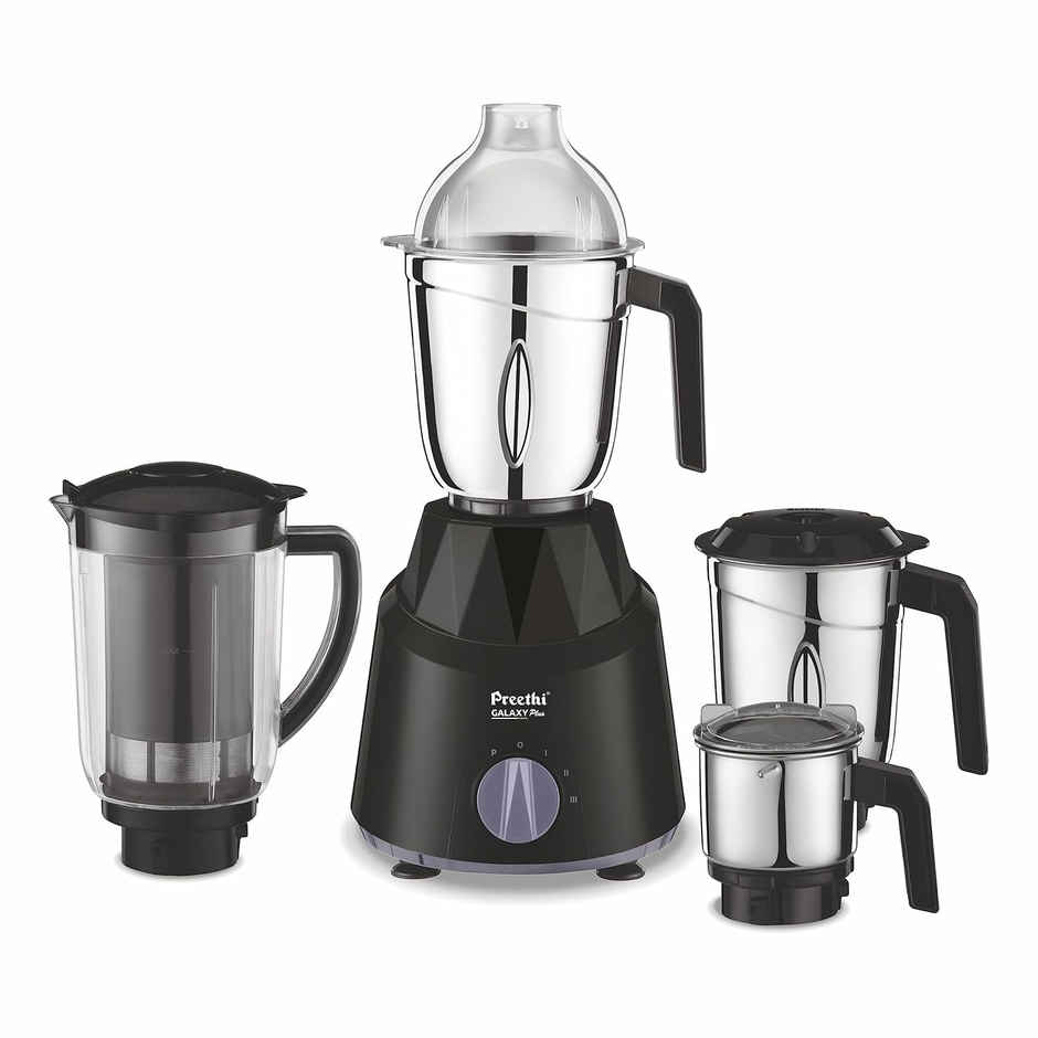 Preethi Galaxy Plus Mixer Grinder For Kitchen | 750 Watt Mixie | 4 Jars - Black