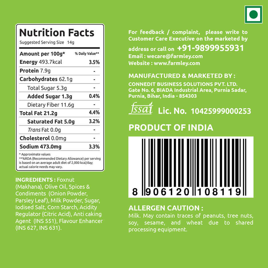 Farmley Cream & Onion Makhana Roasted In Olive Oil Healthy Snacks Combo