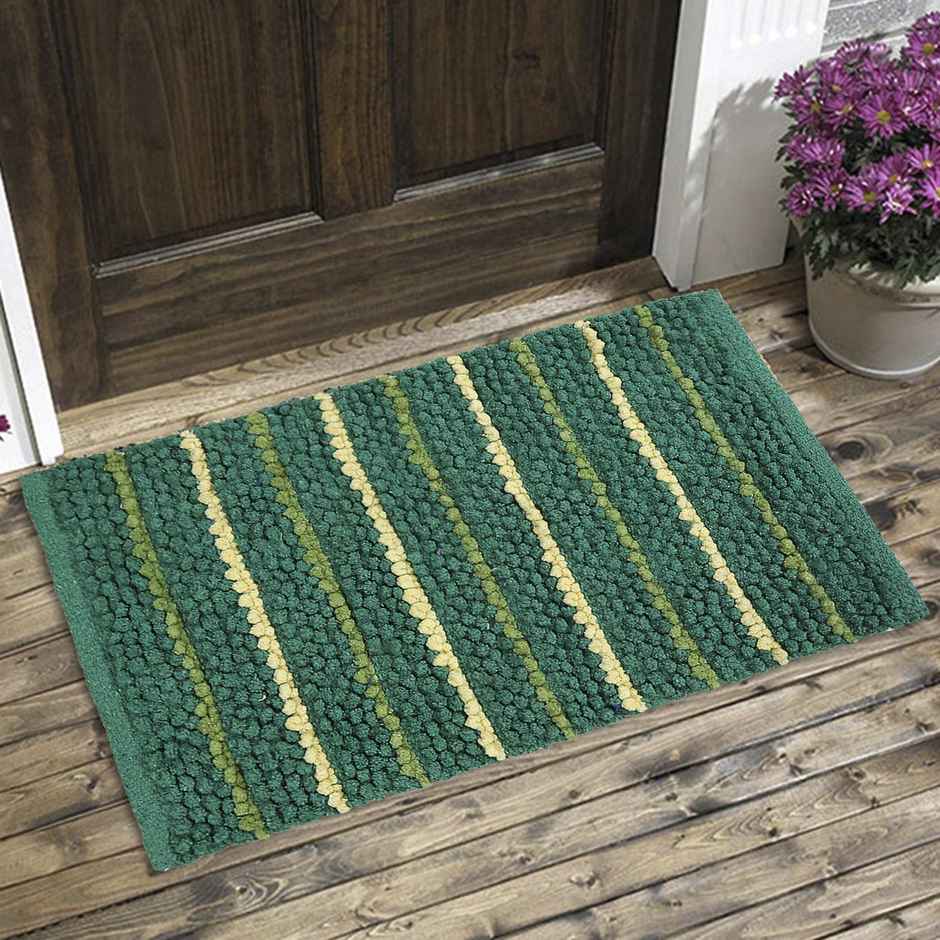Status Cotton Stripe Floor Mat | 38 x 58 Cm | Green