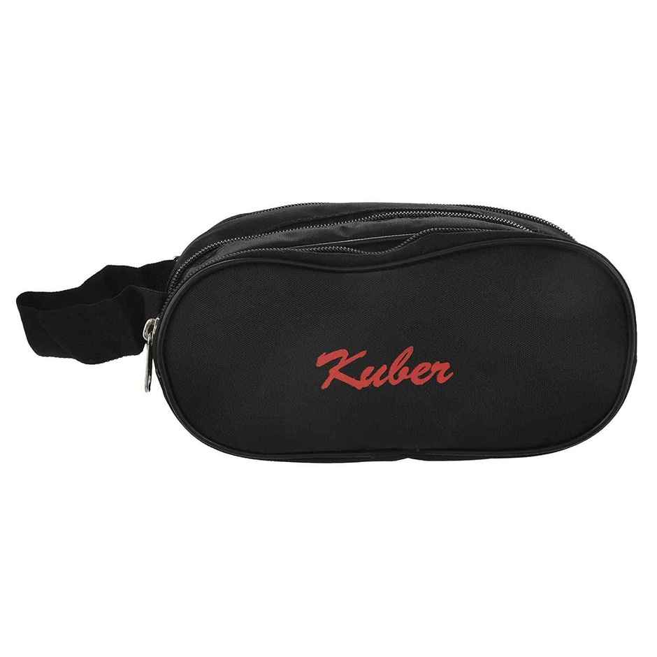 Kuber Industries Rexine Lightweight Travel Toiletry Bag Shaving Kit with Carrying Strap (Black)