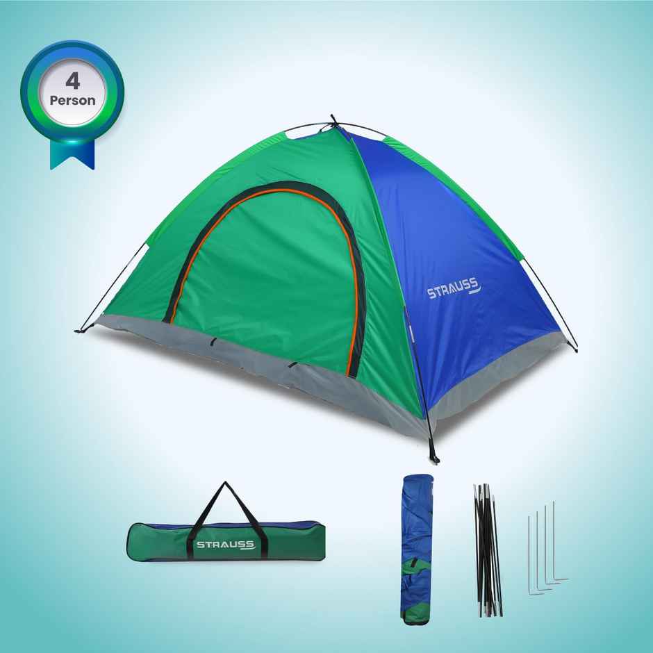 Strauss Portable Waterproof Camping Tent, 4 Persons (Multi Color)