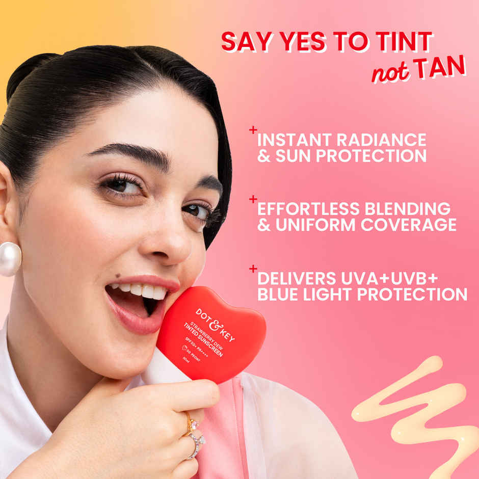 Dot & Key Strawberry Dew Tinted Sunscreen | In-Vivo Tested SPF 50+ PA++++ | 00 Peony