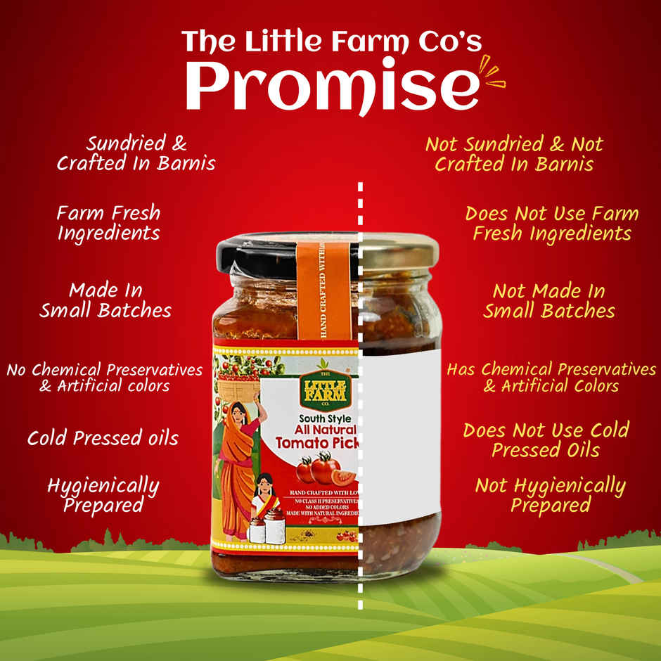 The Little Farm Co Tomato Pickle | Authentic Tamil Nadu South Style Tamatar Achar