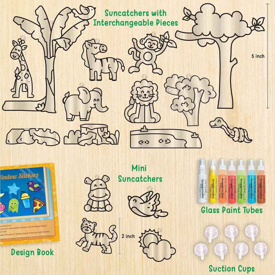 Imagimake DIY Window Art - Jungle Glass Painting Kit | Art & Craft Toy Gift for Kids (5+ Years)