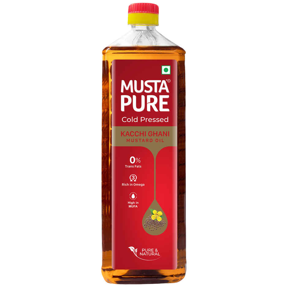 MustaPure Kachi Ghani Mustard Oil (Cold Pressed) | Pure & Natural | Cooking Oil | Bottle