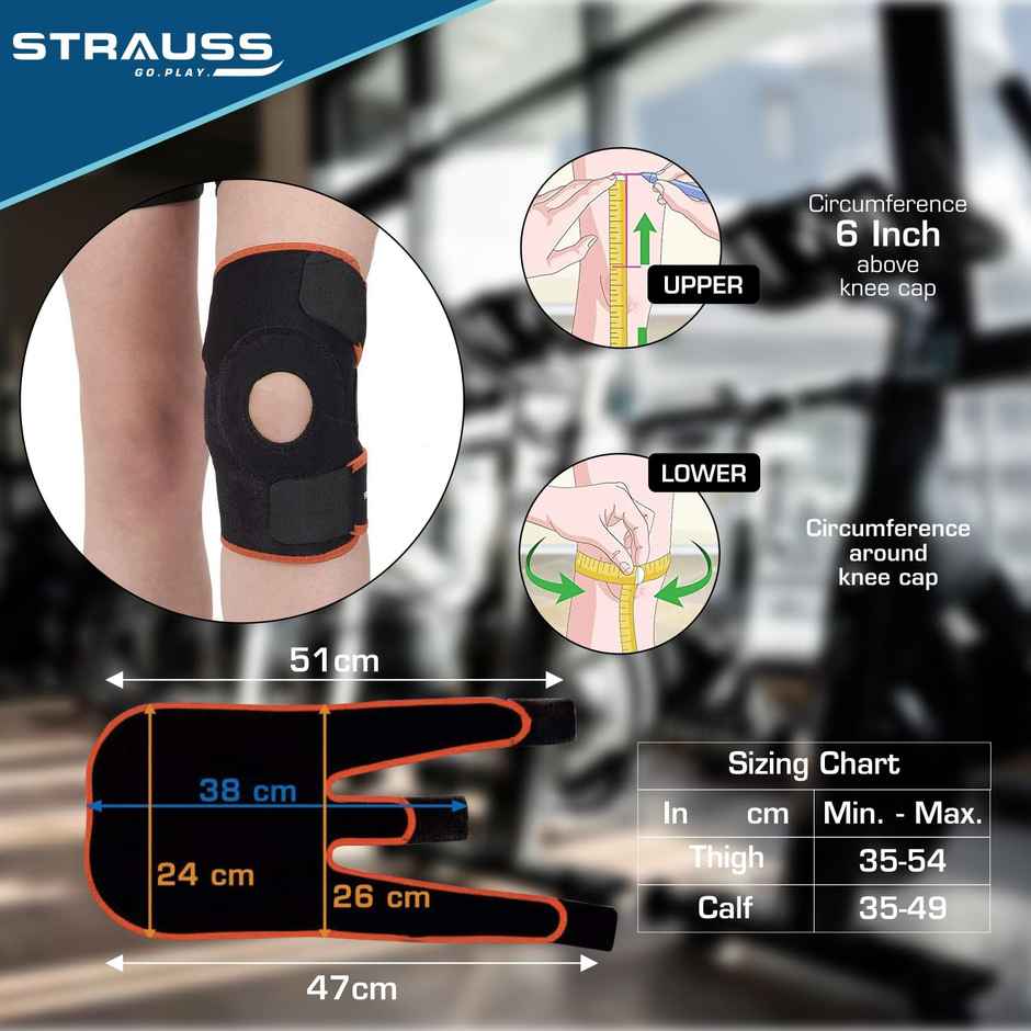 Strauss Adjustable Knee Support Patella | Pair | Black & Orange