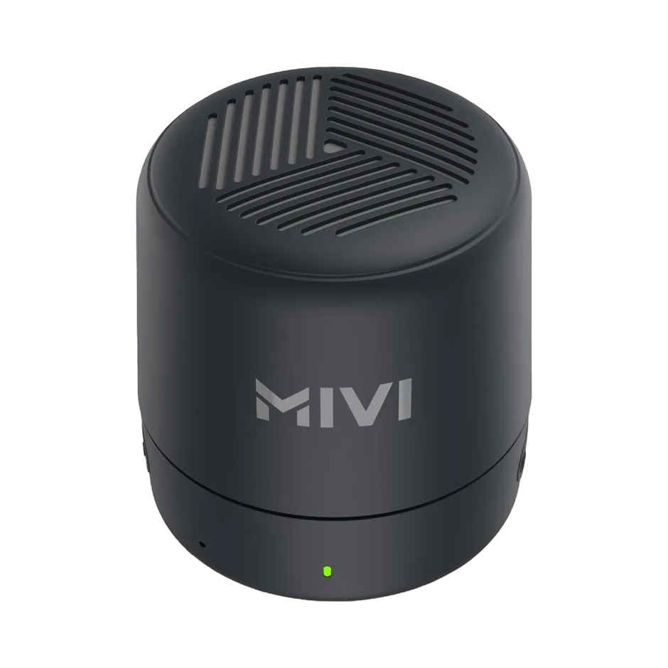 Mivi Play 5 Watt Bluetooth Speaker with 12 Hours Playtime. Wireless Speaker Made in India with Exceptional Sound Quality, Portable and Built in Mic-Black