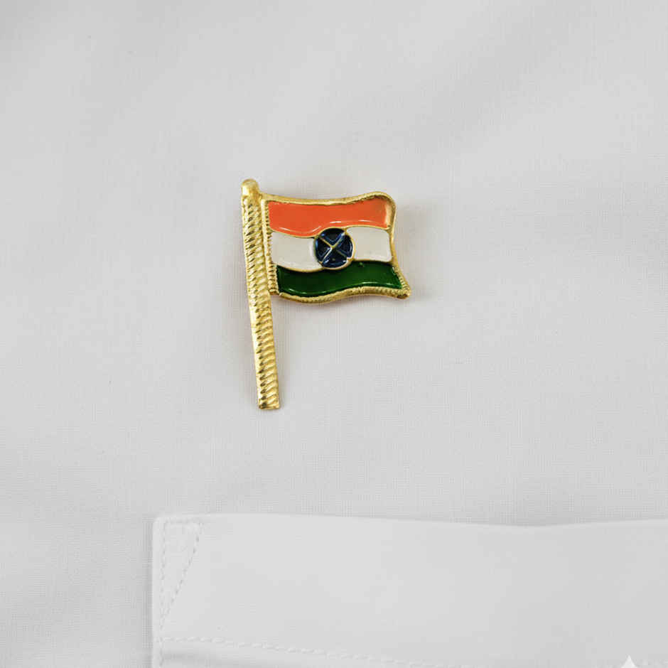 Indian National Flag Badge Set | Tricolor Pin | Pack of 4 | Picfest