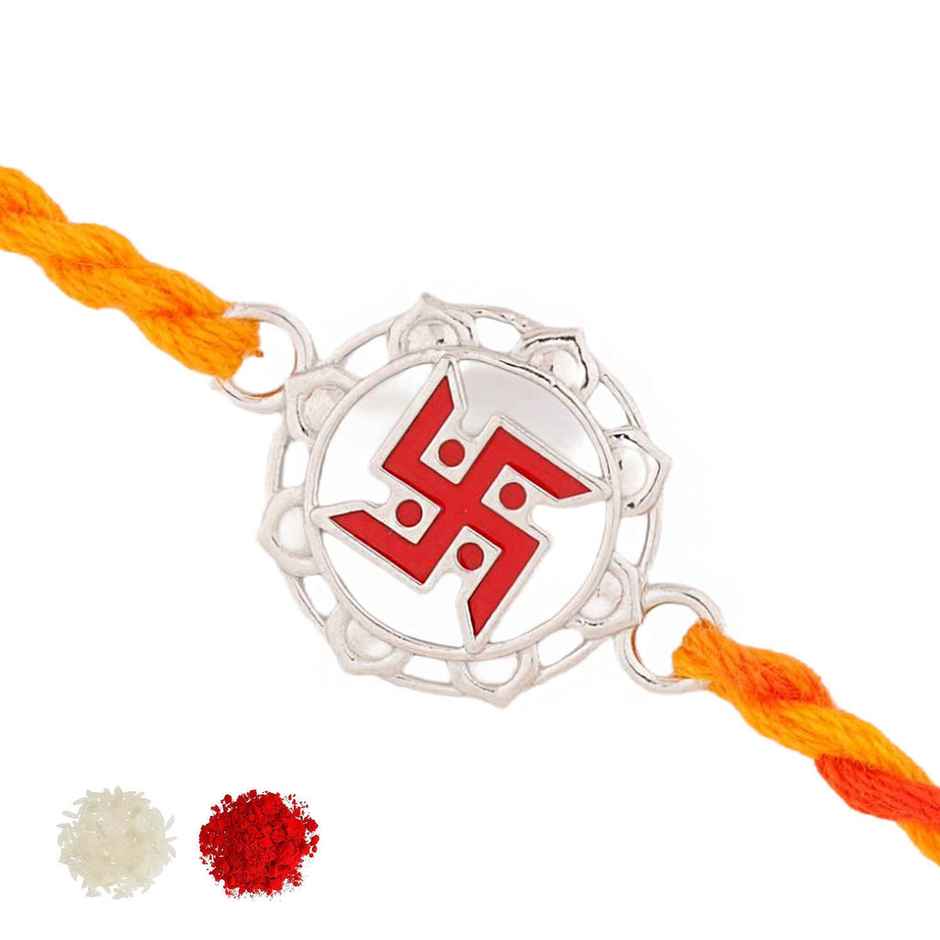 Rakhi for Brother | Swastik | 925 Sterling Silver | Pack of 1 | Voylla Precious