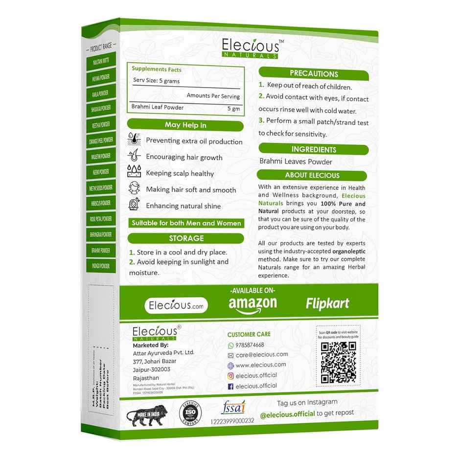 Elecious 100% Brahmi powder for Hair Growth