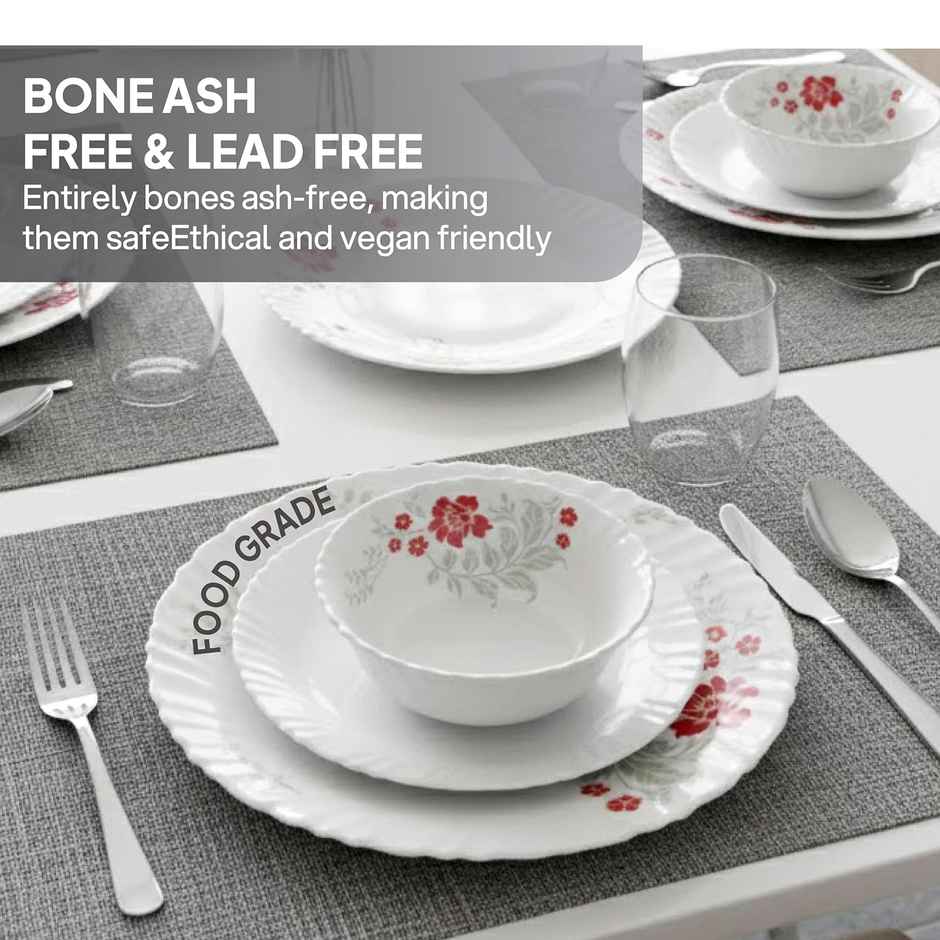Cello Opalware Dazzle Series Scarlet Bliss Dinner Set, 18 Units