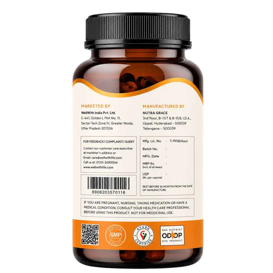 Wellwith Sea Buckthorn Berry Oil Vegan Omega 7 500 mg | Veg HPMC Capsules