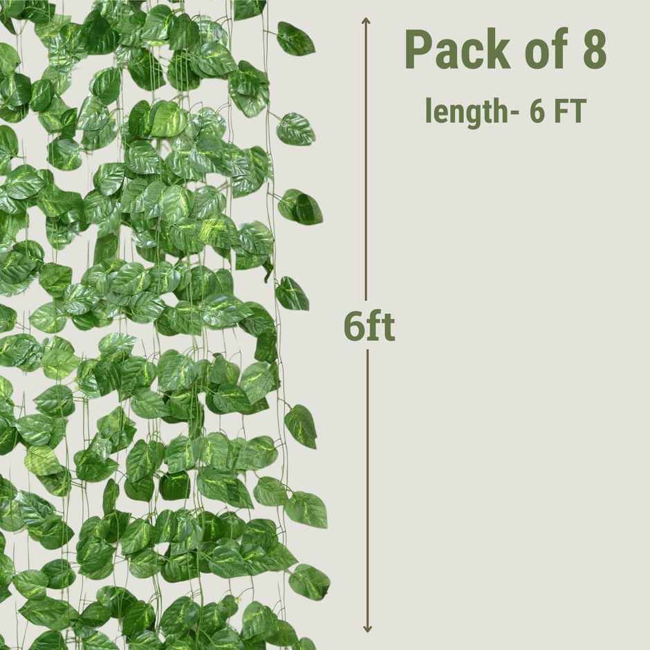 Go Hooked Artificial Plant Leaf Creepers | 8 Creepers 30 Leaves In 1 Creeper | 6 Foot Each | 8 Pack
