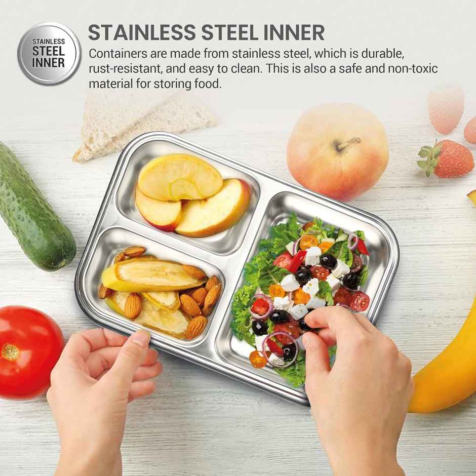 MiLiteron Fun Feast 3 Inner Stainless Steel Tiffin Box | 700 ml | Military Green