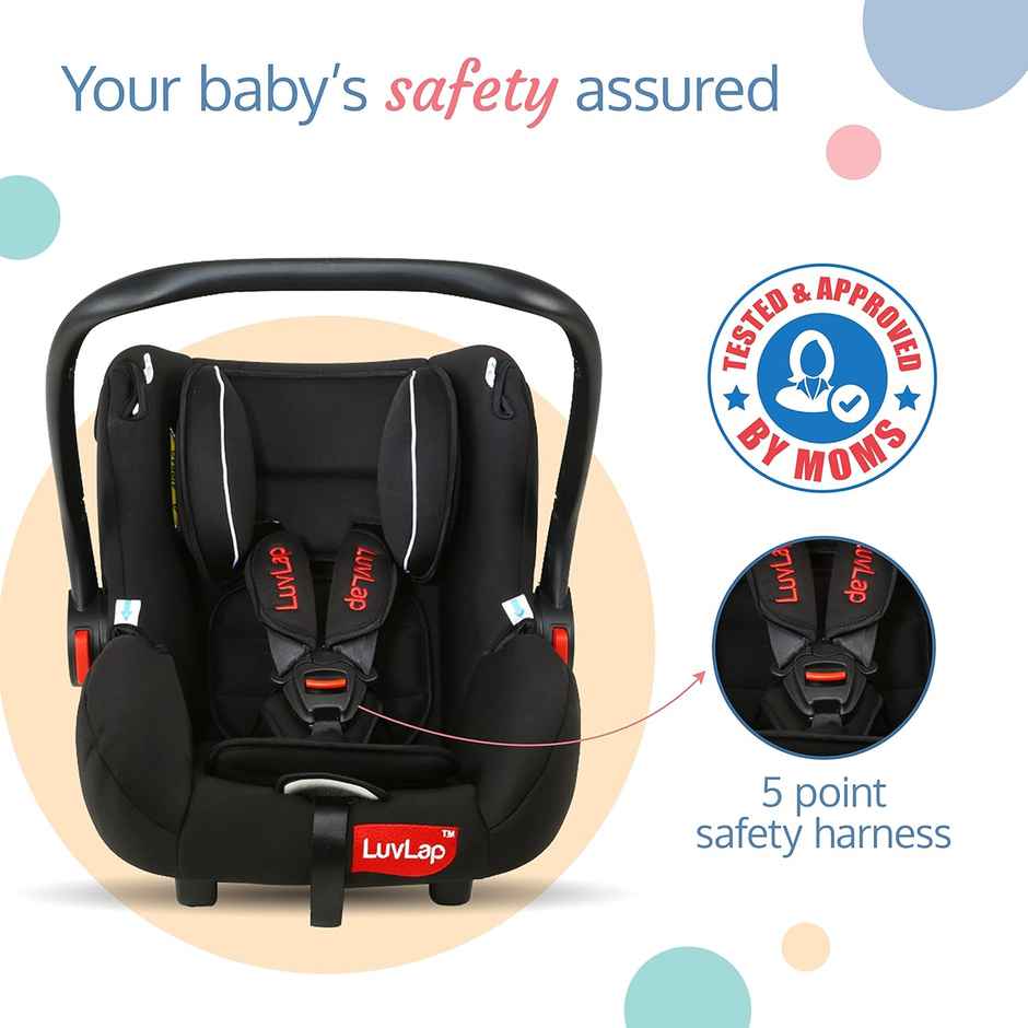 LuvLap 4-in-1 Baby Car Seat with Carry Cot with Canopy, Convertible to Car Seat, upto 6 Months