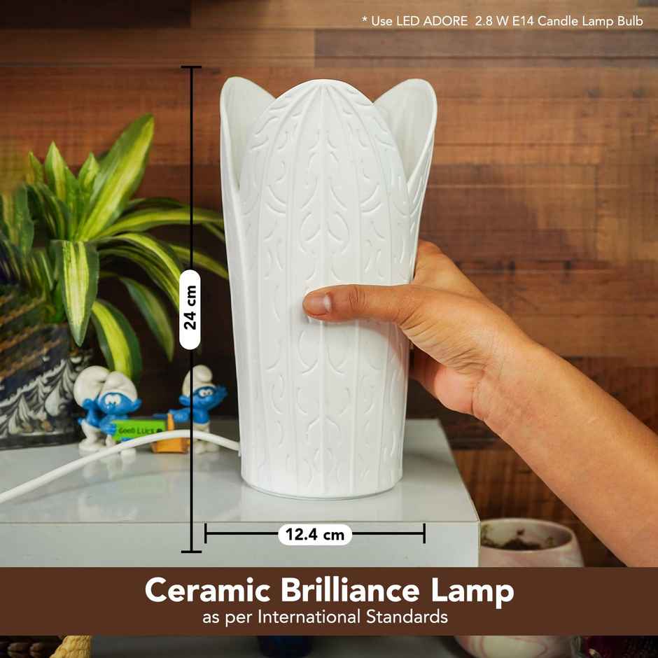 Ekhasa Ceramic Side Table Lamp For Bedroom | Bedside Night Lamps | Decorative Aesthetic Table Lamp