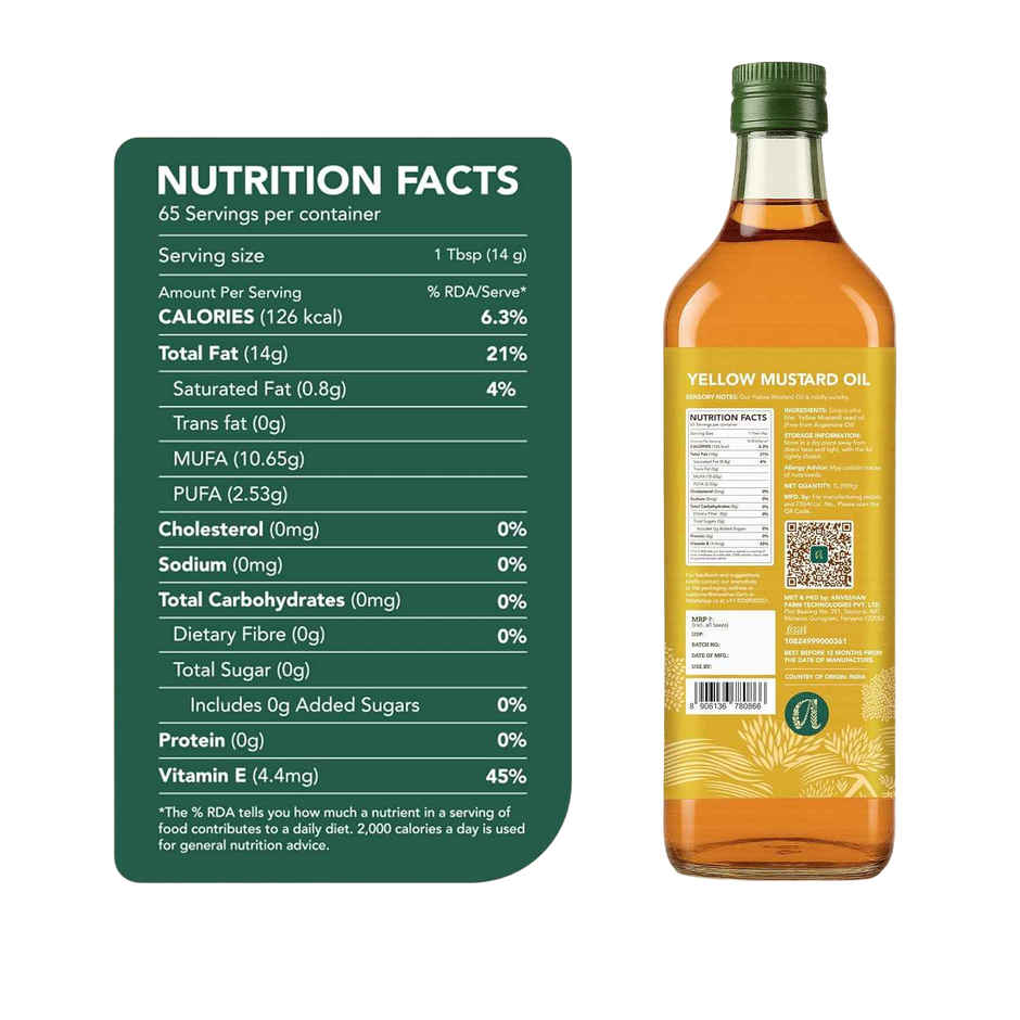 Anveshan Yellow Mustard (Sarson) Wood Cold Pressed Oil