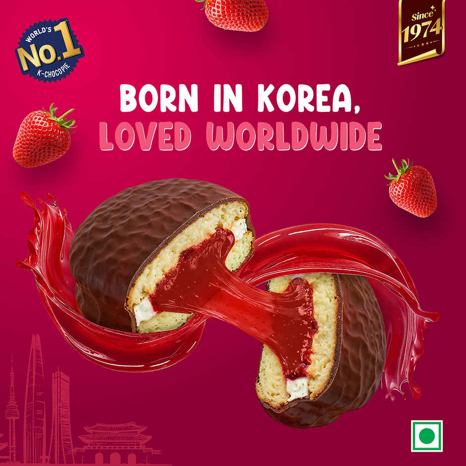 Orion Choco Pie Strawberry Cream Filled Biscuit